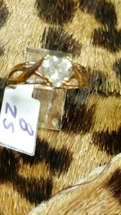 .925 sterling silver gold over silver heart diamond ring size 8