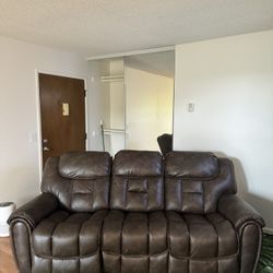 7 Foot Long Leather Reclining Sofa