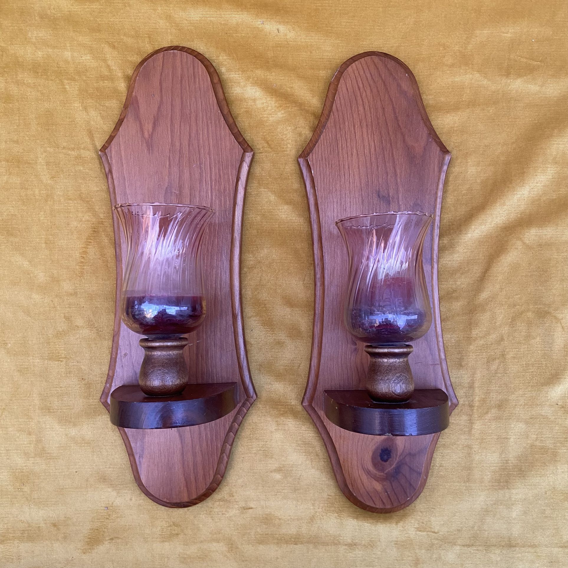 Vintage Real Wood Candle Sconces