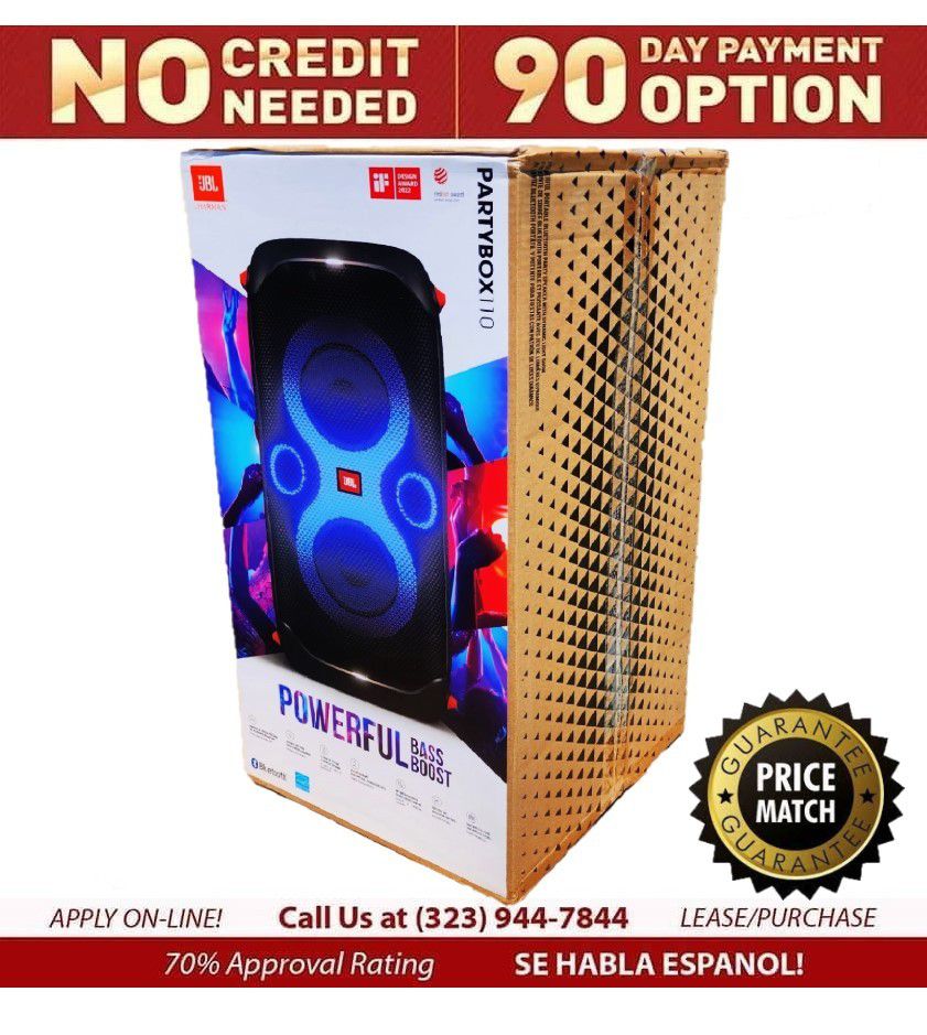 🚨 No Credit Needed 🚨 JBL Partybox 110 Portable 12 Hour Battery Speaker Bluetooth Aux LED Lights 🚨 Payment Options Available 🚨 