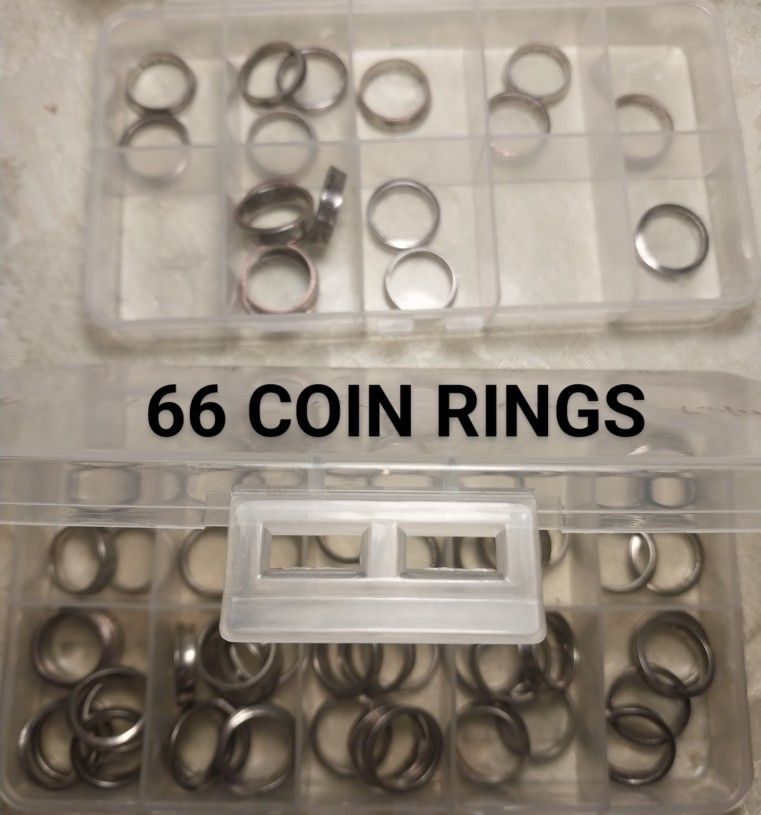 Sixty-six (66) Coin Rings Jewelry