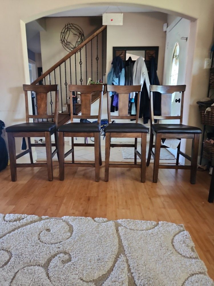 4 Tall Wood Chairs