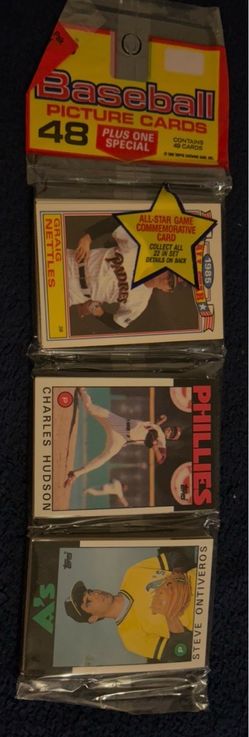 1985 Topps Baseball Unopened Rack Pack 49 Cards + Graig Nettles All-Star