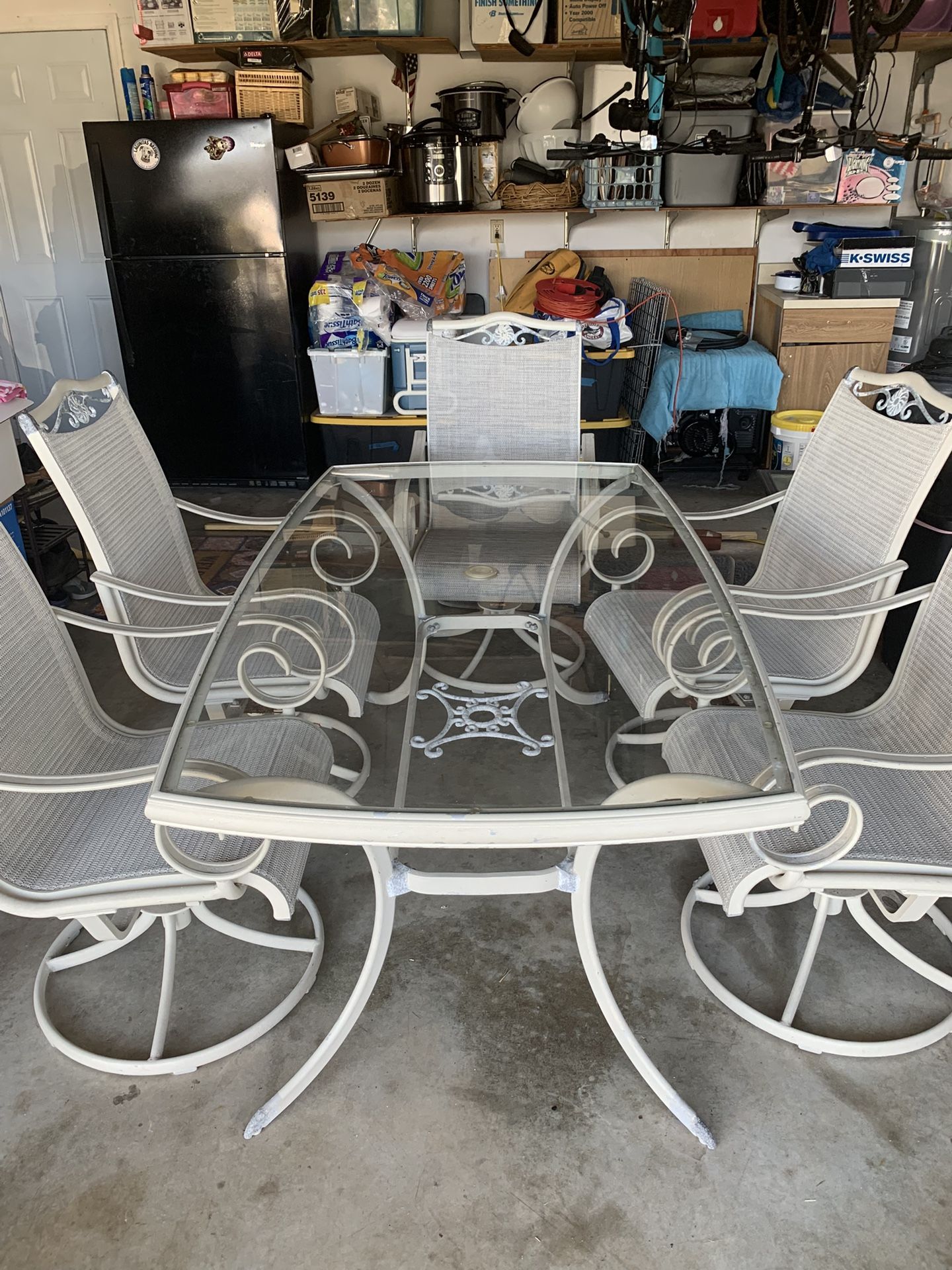 Patio Dining Set Table And 5 Sling Chairs