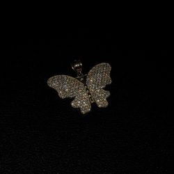 10K CZ Butterfly Pendant 