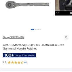 CRAFTSMAN OVERDRIVE 180 -Tooth 3/8-in Drive Gunmetal Handle Ratchet
