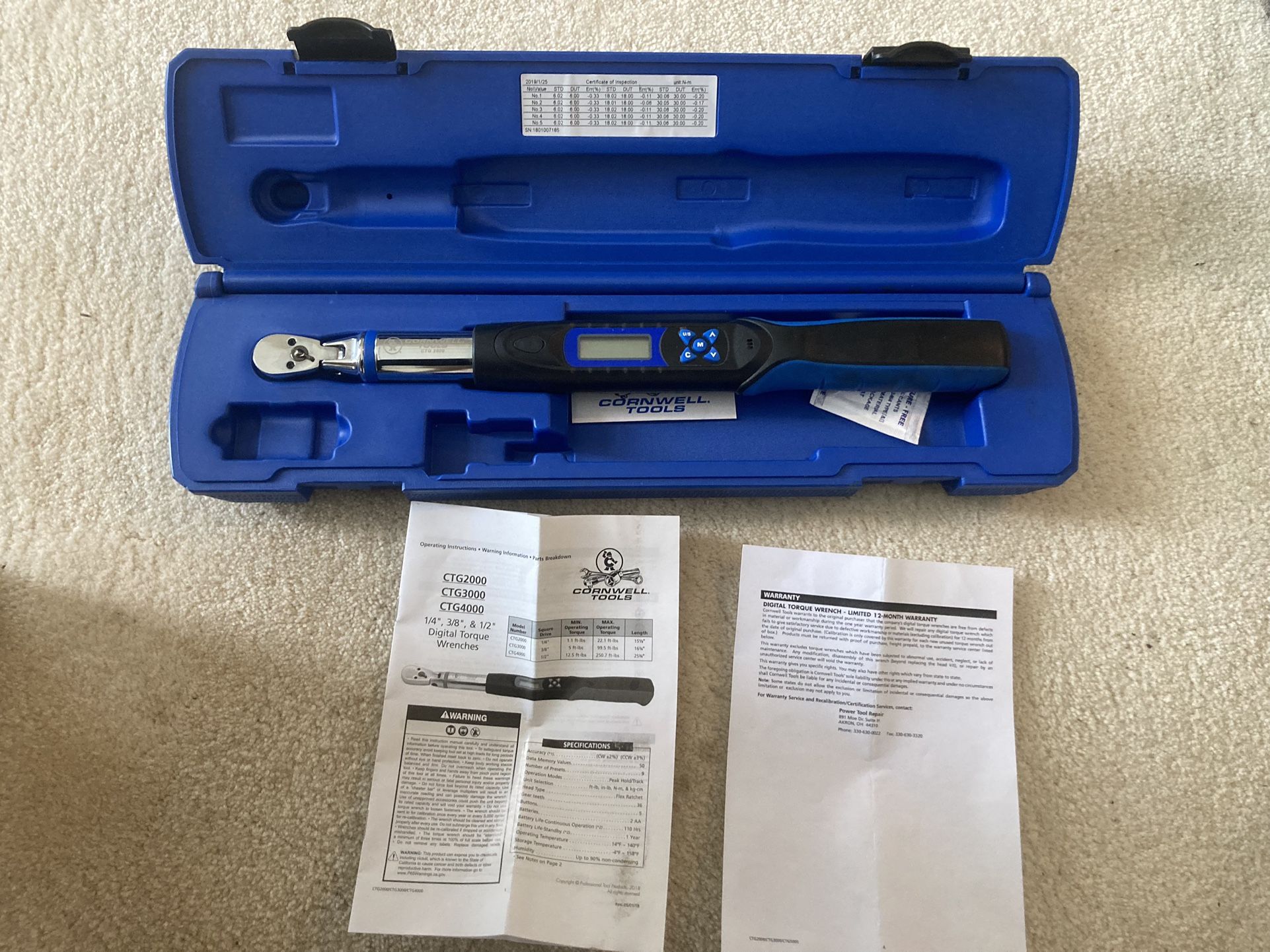 CORNWELL Tools 1/4 Digital Torque Wrench CTG2000