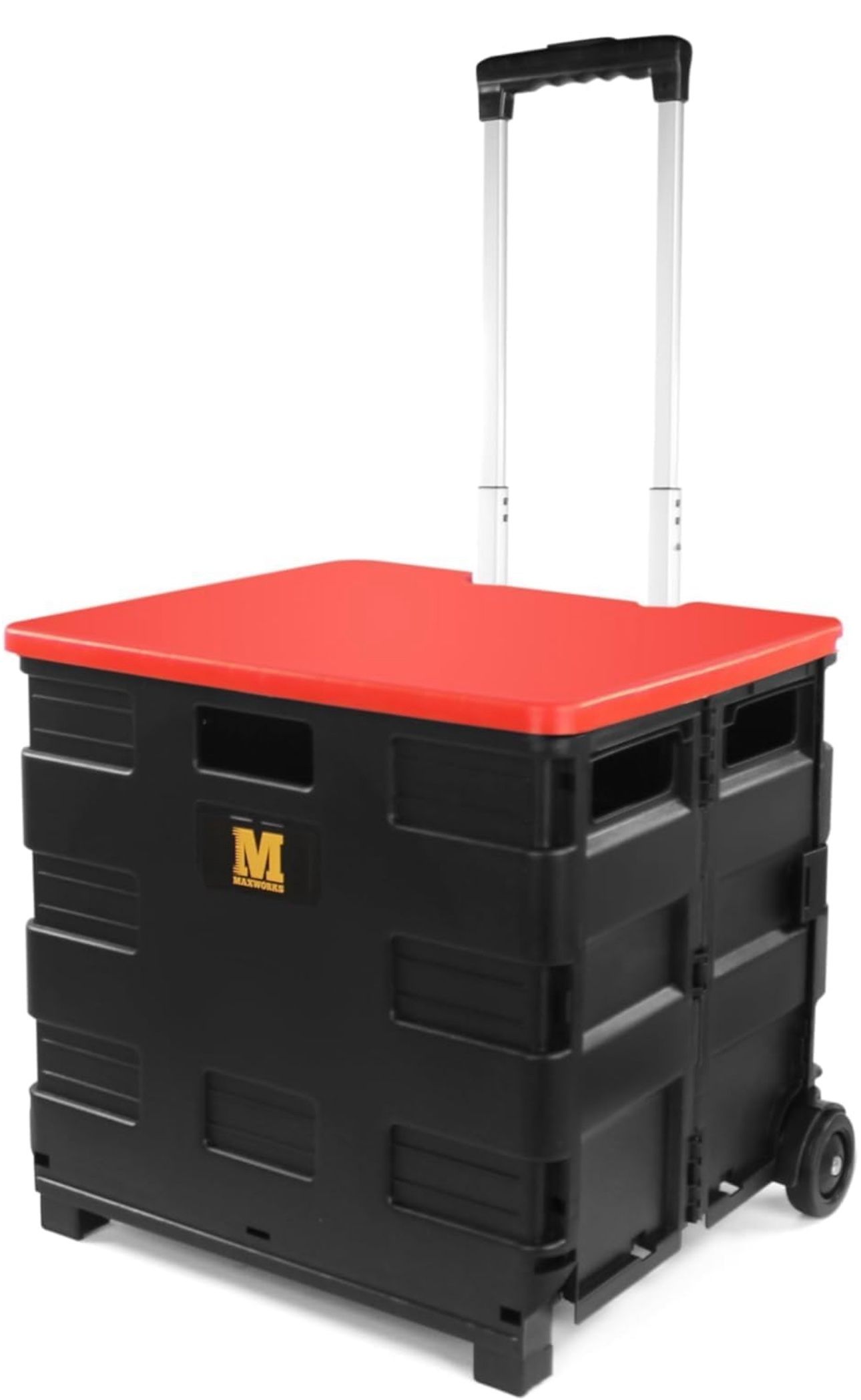 🔥Brand new🔥 MaxWorks 50830 Collapsible Black Rolling Folding Dolly Cart for Teachers - Multi-Functional Teacher Dolly with Extra Storage, Durable Wh