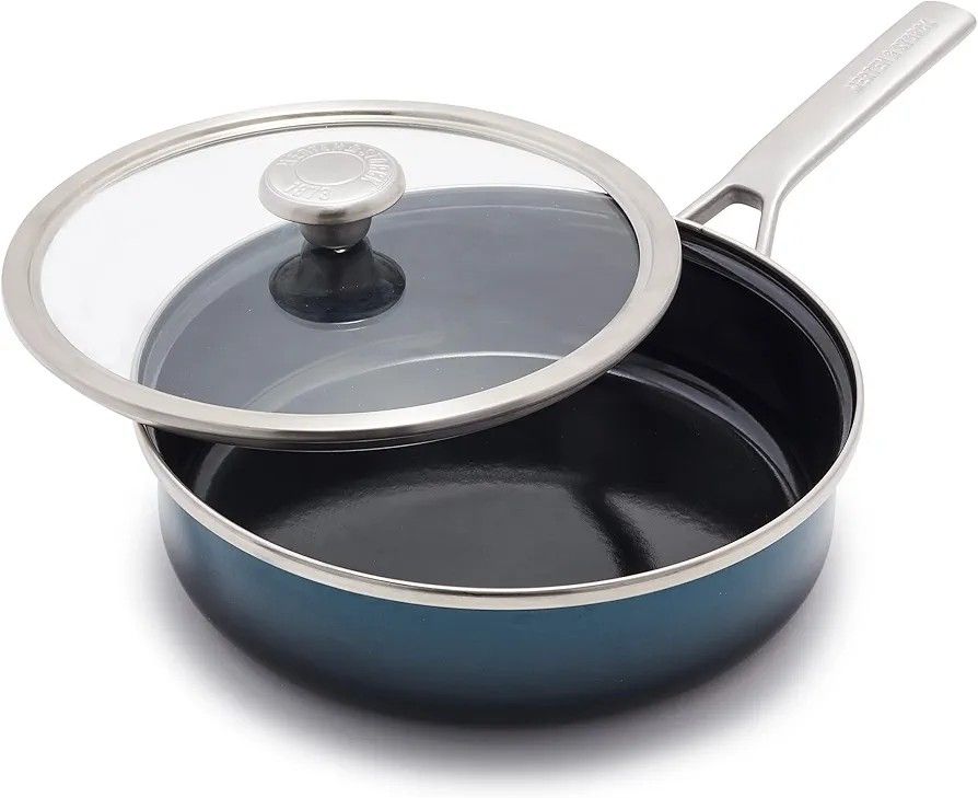 New In Box Merten & Storck European Crafted Steel Core Enameled Cookware, 3QT Saute Pan Jumbo Cooker with Lid, Induction, PFAS & PTFE Free, Dishwasher