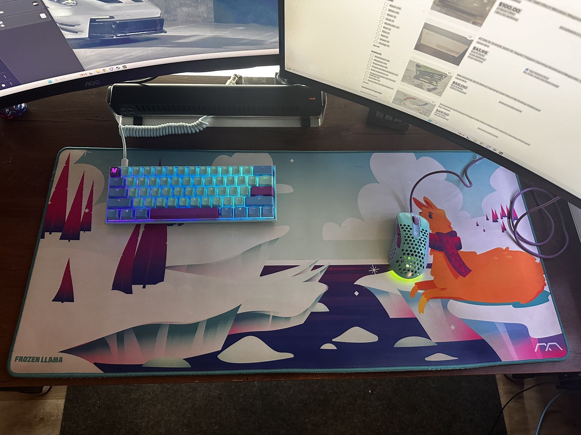 Ducky Frozen Llama Keyboard, Mouse, Mousepad Set