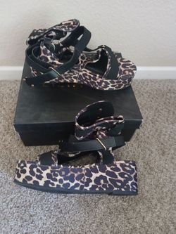 Leopard Print Platform Wedge Sandals