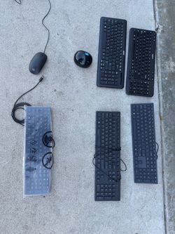 Various keyboards and mice