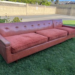 MCM Vintage Long Sectional Sofa Couch Rust Orange 
