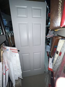 32 in. x 80 in. 6 Panel Colonist Primed Left-Hand Textured Solid Core Molded Composite MDF Single Prehung interior Door