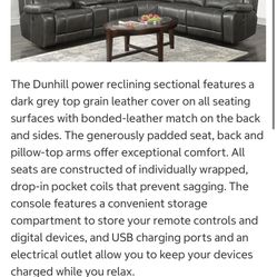 Costco Dunhill Grey Leather Power Reclining Sectional