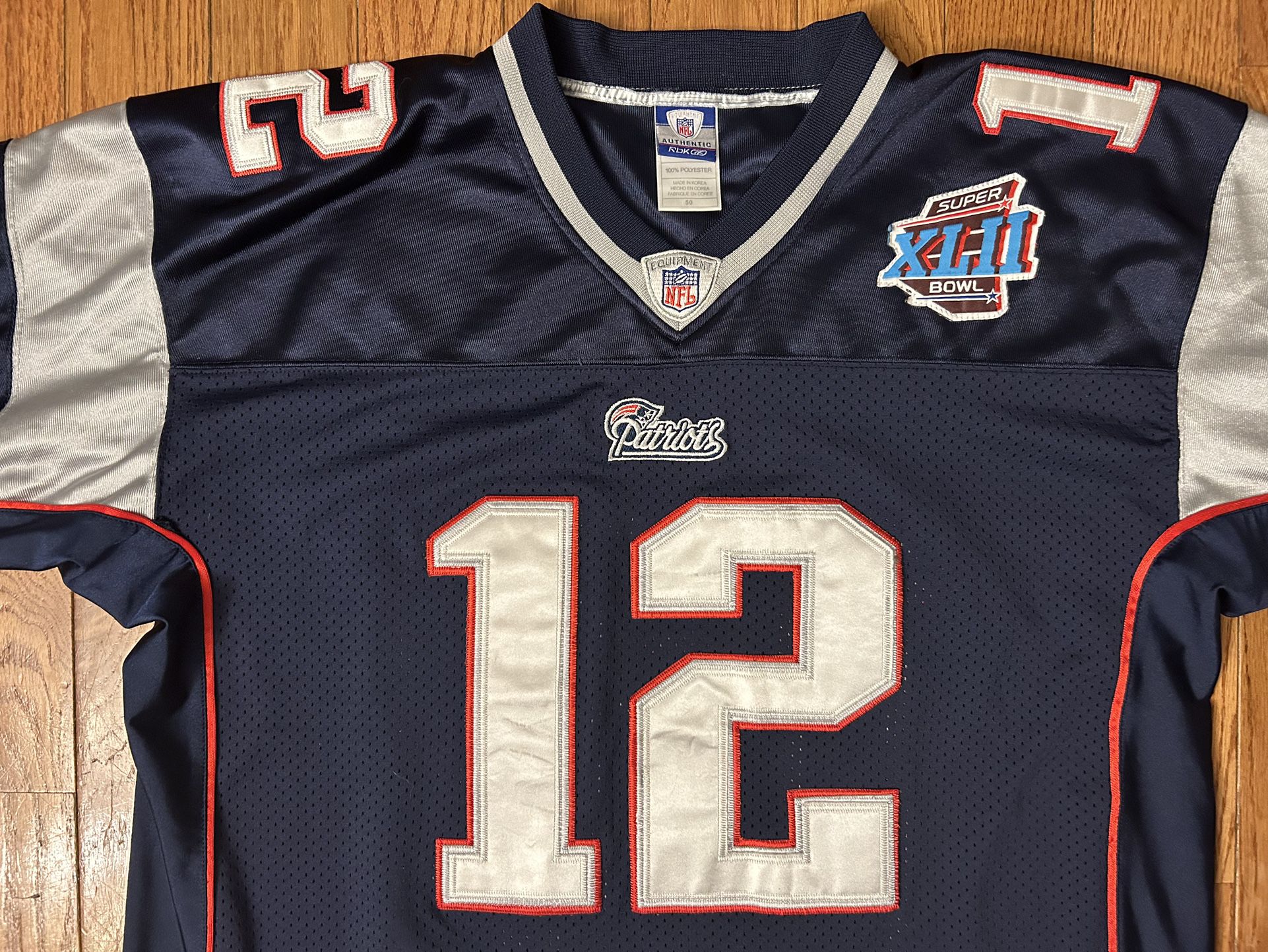 Tom Brady New England Patriots Super Bowl XLII Reebok Sewn Jersey Size 50