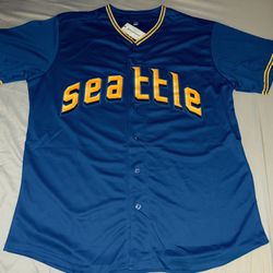 NEW SEATTLE MARINERS GRIFFEY SPORTS TSHIRT JERSEY STITCHED SHIRT SZ LARGE 