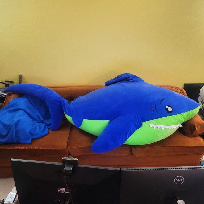 Gigantic Jumbo Shark Plush - over 6ft. long - needs fixing