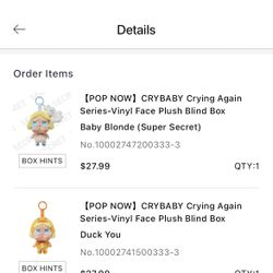 Pop Mart Crying Again Cry Baby Super Secret