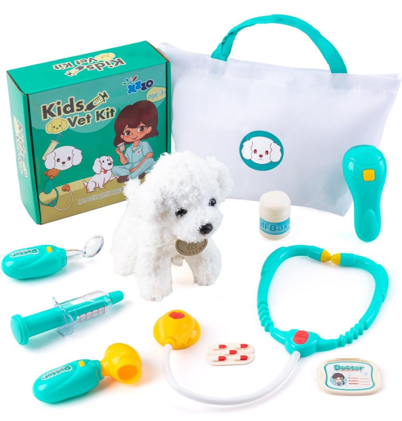 BRAND NEW Veterinarian Playset with Dog Toy & Stethoscope for Kids