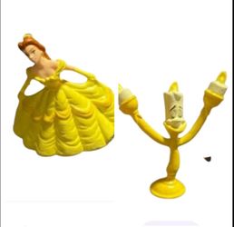 Belle and Lumiere cake topper