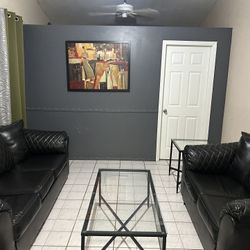 Black Leather Style Couch