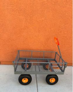 New! Etoolab Steel Garden Cart 1000 Lbs Capacity with 10" All Terrain Tires Heavy Duty Utility Wagon Cart