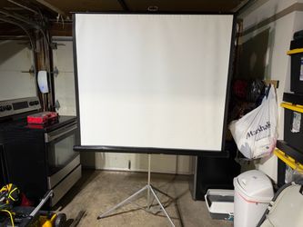 Vintage Portable Tripod Projector Screen 60” x 52” Retractable Movie Presentation
