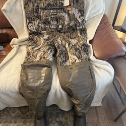 AquaWade Men’s Breathable Waders Size 11 Waterproof Camo Durable Nylon Hunting Bibs