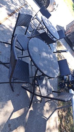 (2) Belleze 5 PC Bistro Set Folding Table & Rattan Chair - Brown