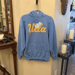 Vintage Russell Women UCLA Light Blue Floral Hoodie Sweatshirt Size Large