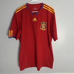Spain National Team Jersey Mens XL Red Adidas 2010 2011 Futbol