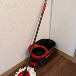 O-Cedar EasyWring Microfiber Spin Mop, Bucket Floor Cleaning System, Red, Grey, Standard 