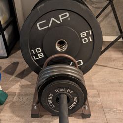 Barbell, Weights (10lb, 25lb, 5lb, 2.5lb), Weight Rack