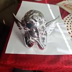 Silver Toned Cherub Figurine Decorative Angel Ornament 5 1/2"× 8" Set Of 2