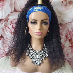 100%Brazilian Human Hair Headband Water Wave Wig