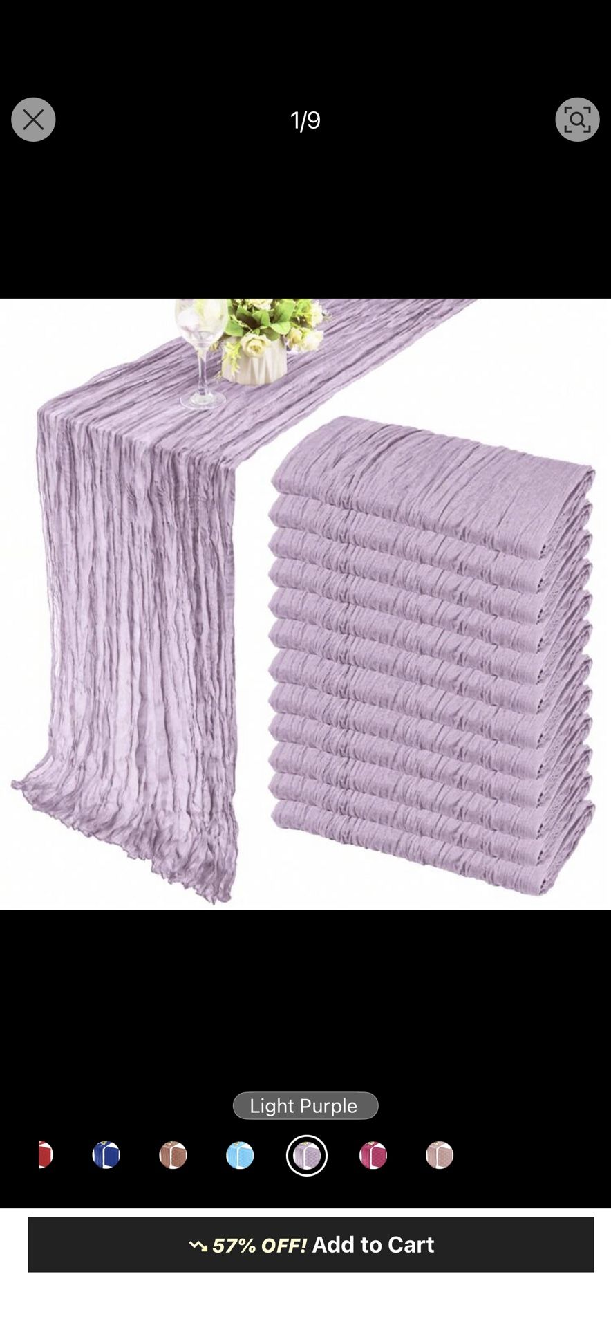 Light Purple 12 Pack Table Runners