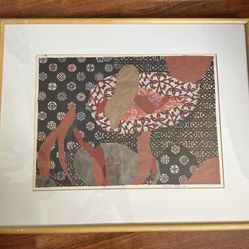 Sonia Katz American Painting  Watercolor and collage Signed 