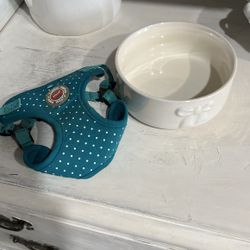 Puppy Harness And Bowl Set