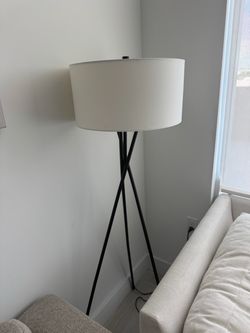 Tripod Floor Lamp Black with White Shade
