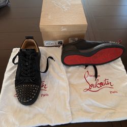 Christian Louboutin Louis Junior Spikes – Black Gunmetal – Size 42 – With Box