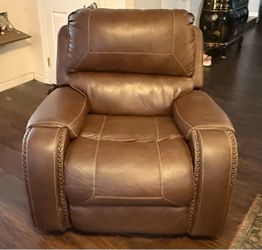 Brown Recliner Chair with Nailhead Trim