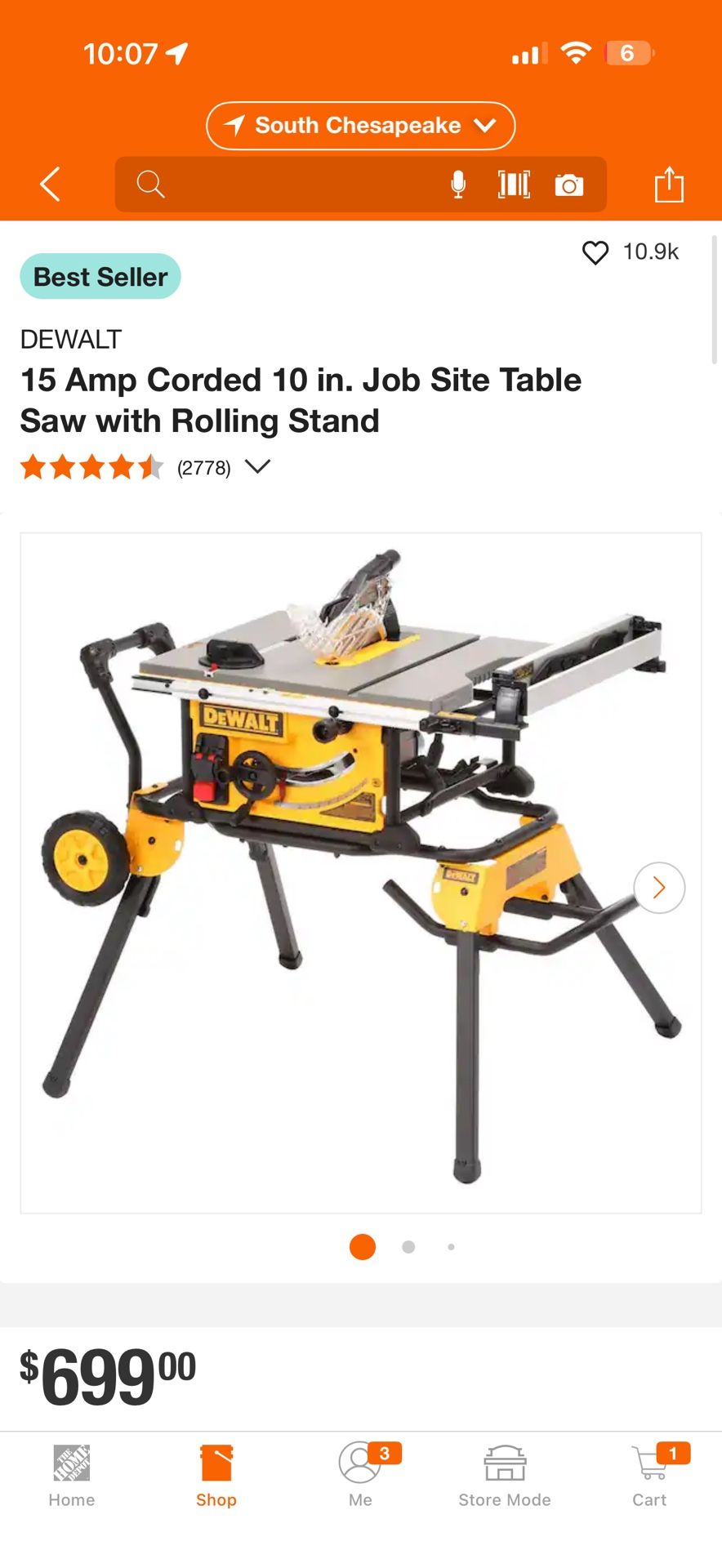Dewalt 10 Inch Table saw with stand