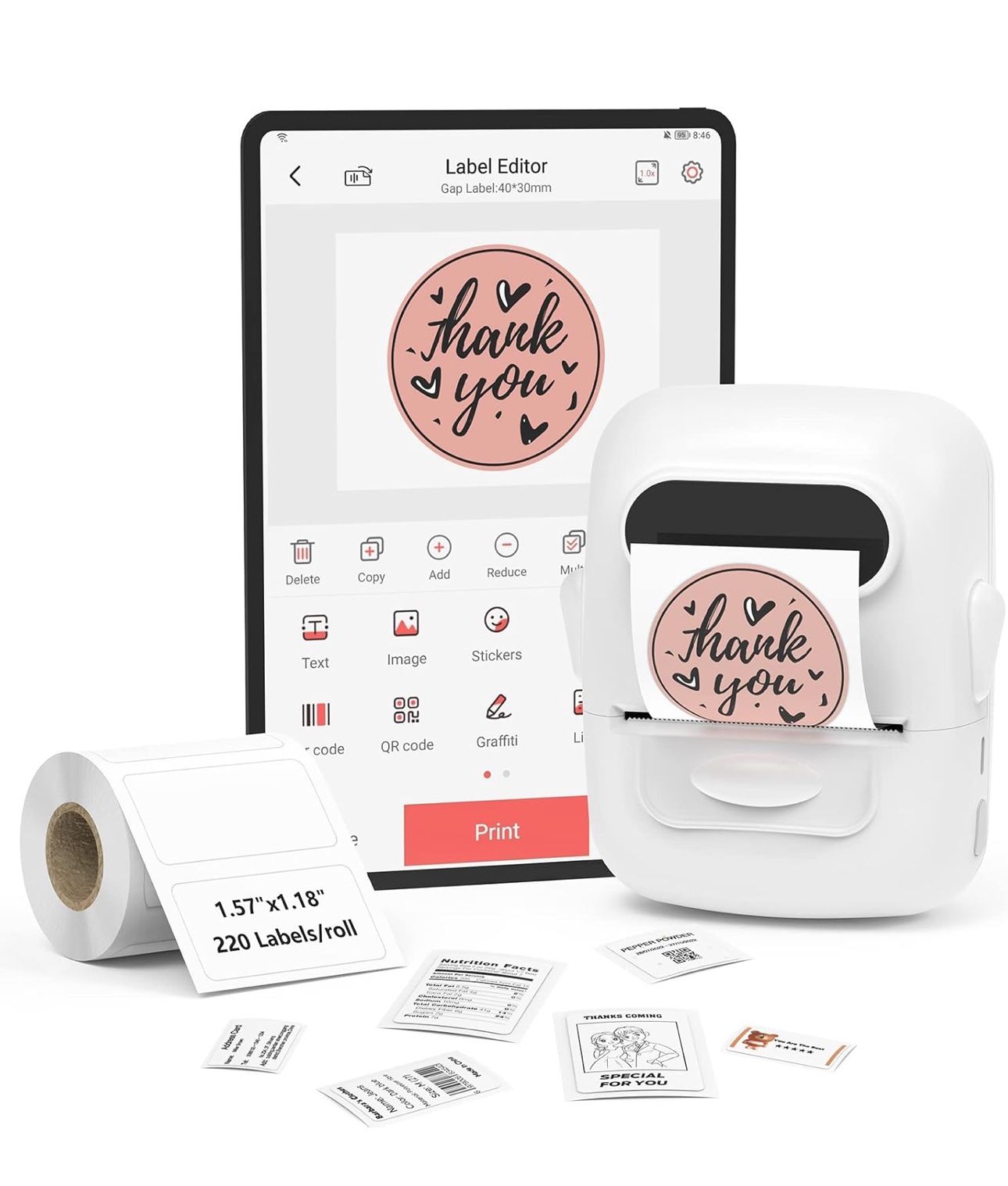 MARKLIFE Label Maker Machine with Tape Barcode Label Printer - Mini Portable Bluetooth Thermal Labeler, Easy to Use for Small Business Home Office Add