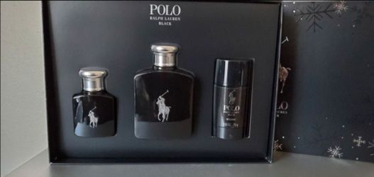 RALPH LAUREN POLO BLACK 4.2oz/125ml EAU DE TOILETTE 3 PEICE GIFT SET, NEW IN GIFT BOX