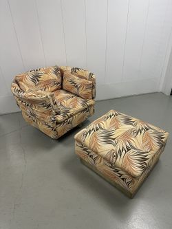 Vintage Retro Hayes Furniture Swivel Chair & Ottoman