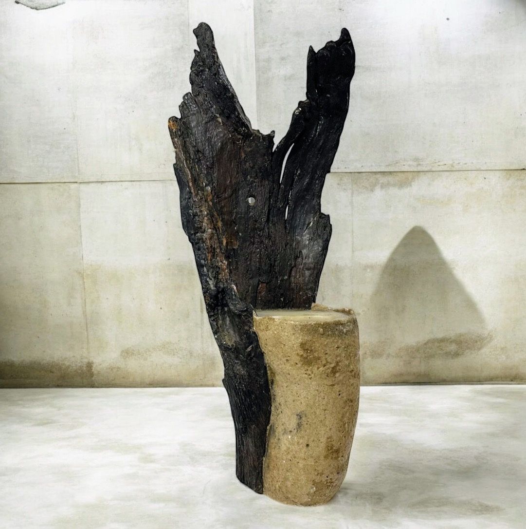 Sculptural Driftwood Art Candle Handmade Organic Modern Decor