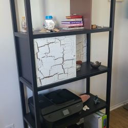 Custom Painted Bookshelf + Cabinet