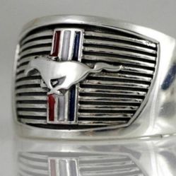 Sterling Silver Ford Mustang Ring