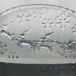 Mikasa Santa's Folly Christmas Votive Holder 3 Candles Frosted Reindeer Sleigh